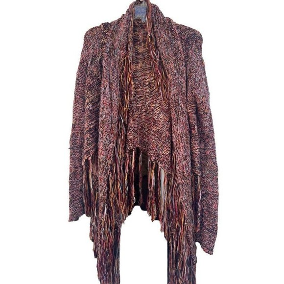 Gimmicks by BKE Fringe Boho The Buckle Open Front Cardigan Womens Size Small - Picture 3 of 9